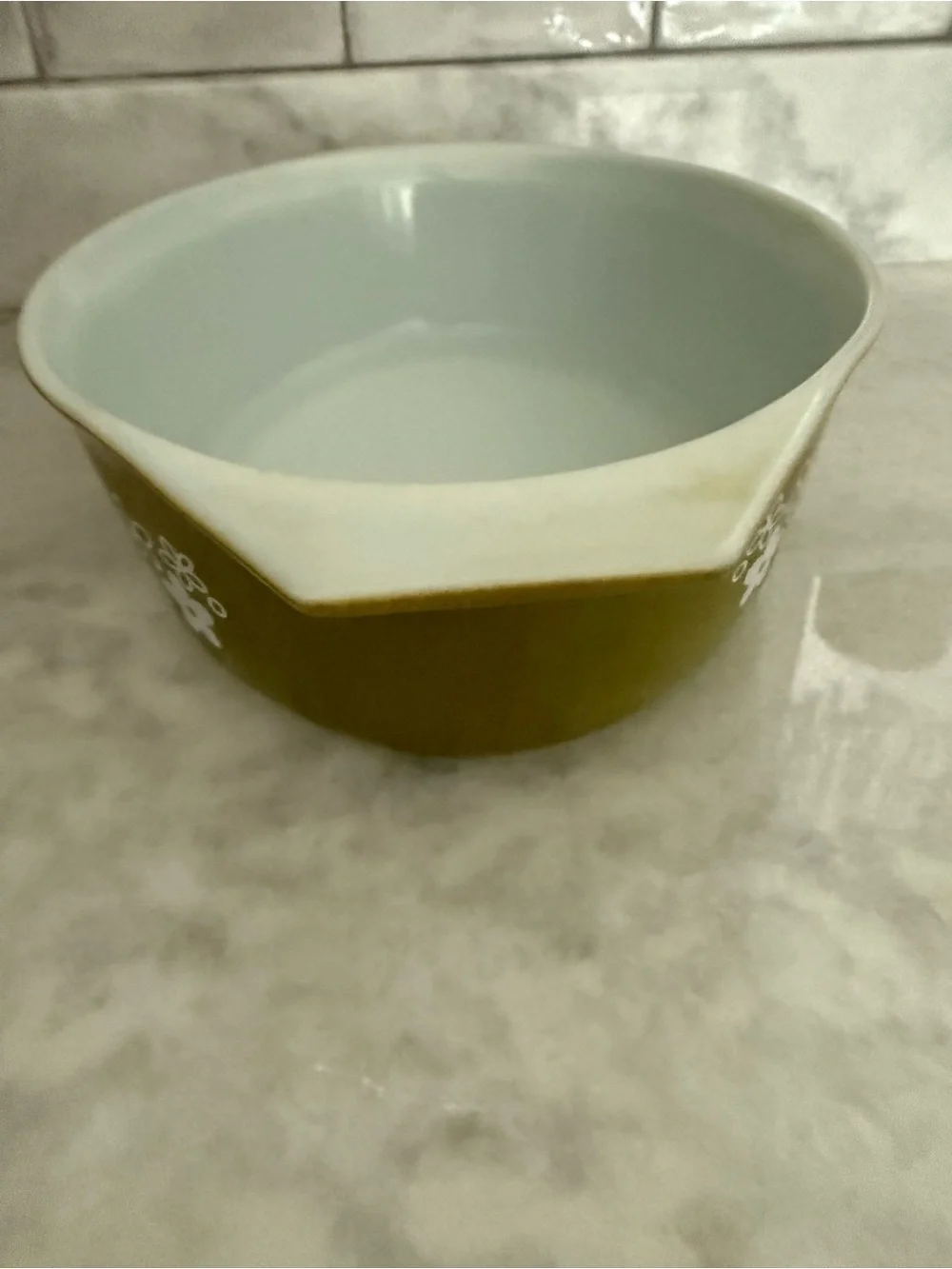 Pyrex Vintage Crazy Daisy Casserole Dish 2.5 Qt #045 Green Flower Pattern